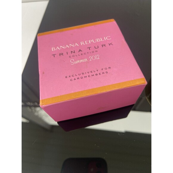 Banana Republic x Trina Turk Enamel Cuff Bracelet Green Gold 2012 Boxed Limited - Picture 2 of 16